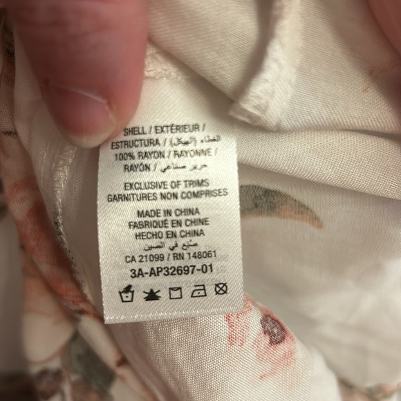 White with Pink Flowers Romantic Maxi-Dress, Sz S - Picture 6 of 7